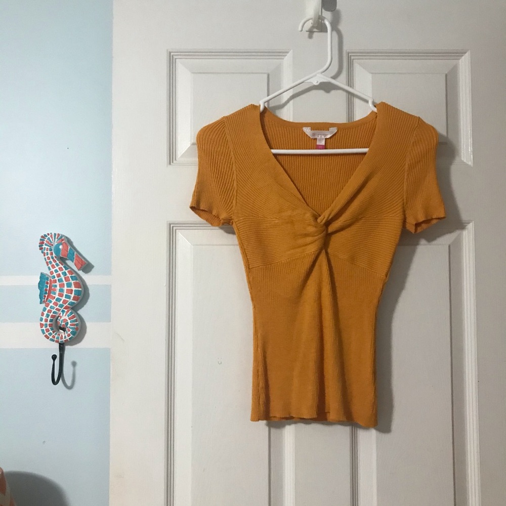 Size Small Mustard Yellow Knotted Shirt Blouse